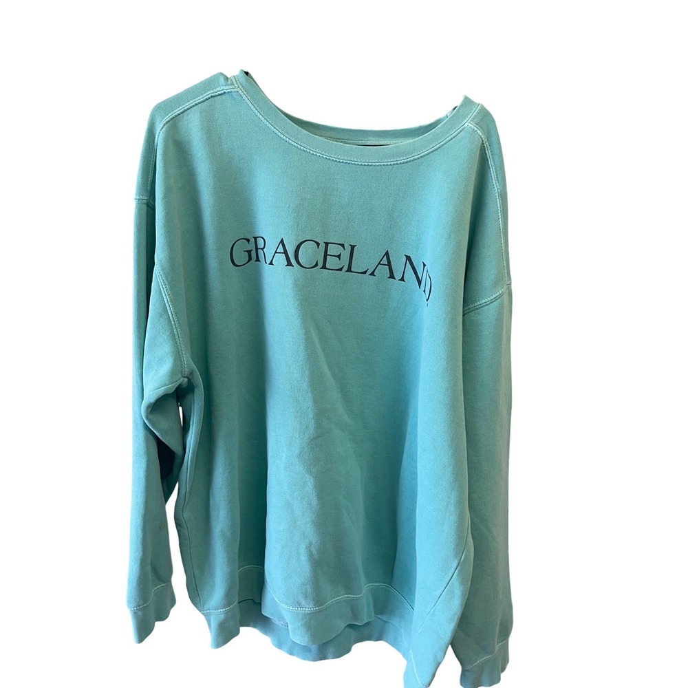Graceland Elvis Presley‎ Turquoise Graphic Crewneck Sweatshirt XXL C1566
